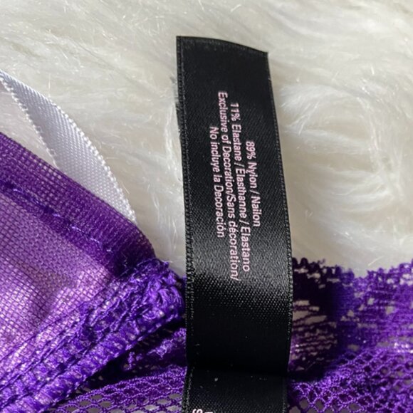 NWOT Victoria's Secret Vintage Purple Lace Fishnet Lace-Up Corset Cheeky LARGE - Picture 5 of 12